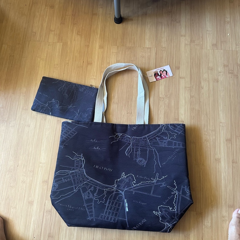 Black Map Print Shoulder Bag